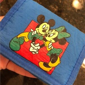 Vintage Disney Mickey Mouse trifold 90s Y2K blue wallet Minnie hook & loop rare